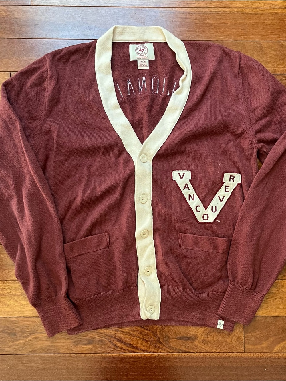 Vancouver Millionaires 47 Brand Cardigan Medium Sewn Patches